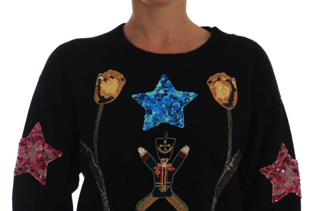 Dolce & Gabbana Fairy Tale Crystal Black Cashmere Sweater by Dolce & Gabbana