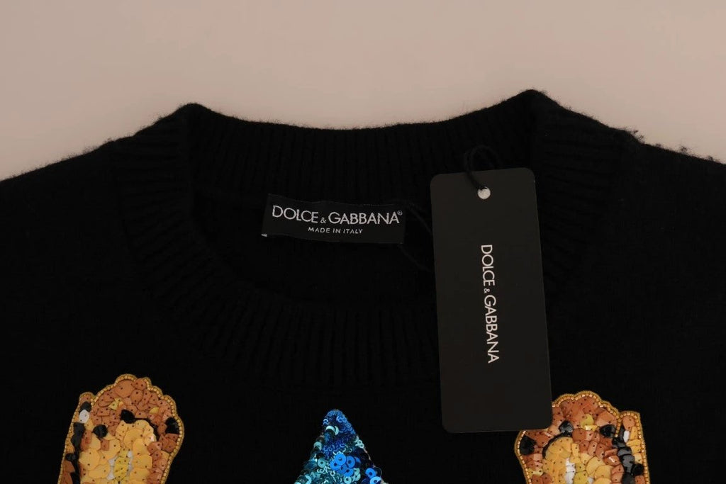 Dolce & Gabbana Fairy Tale Crystal Black Cashmere Sweater by Dolce & Gabbana