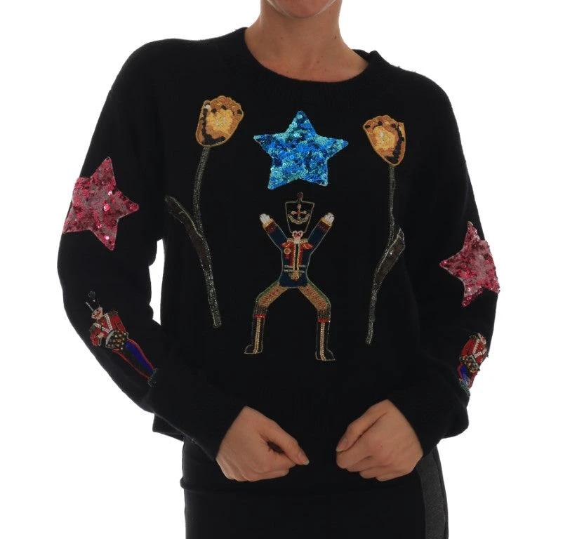 Dolce & Gabbana Fairy Tale Crystal Black Cashmere Sweater by Dolce & Gabbana