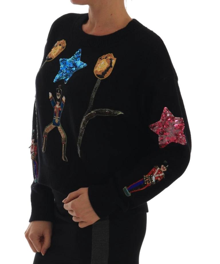 Dolce & Gabbana Fairy Tale Crystal Black Cashmere Sweater by Dolce & Gabbana