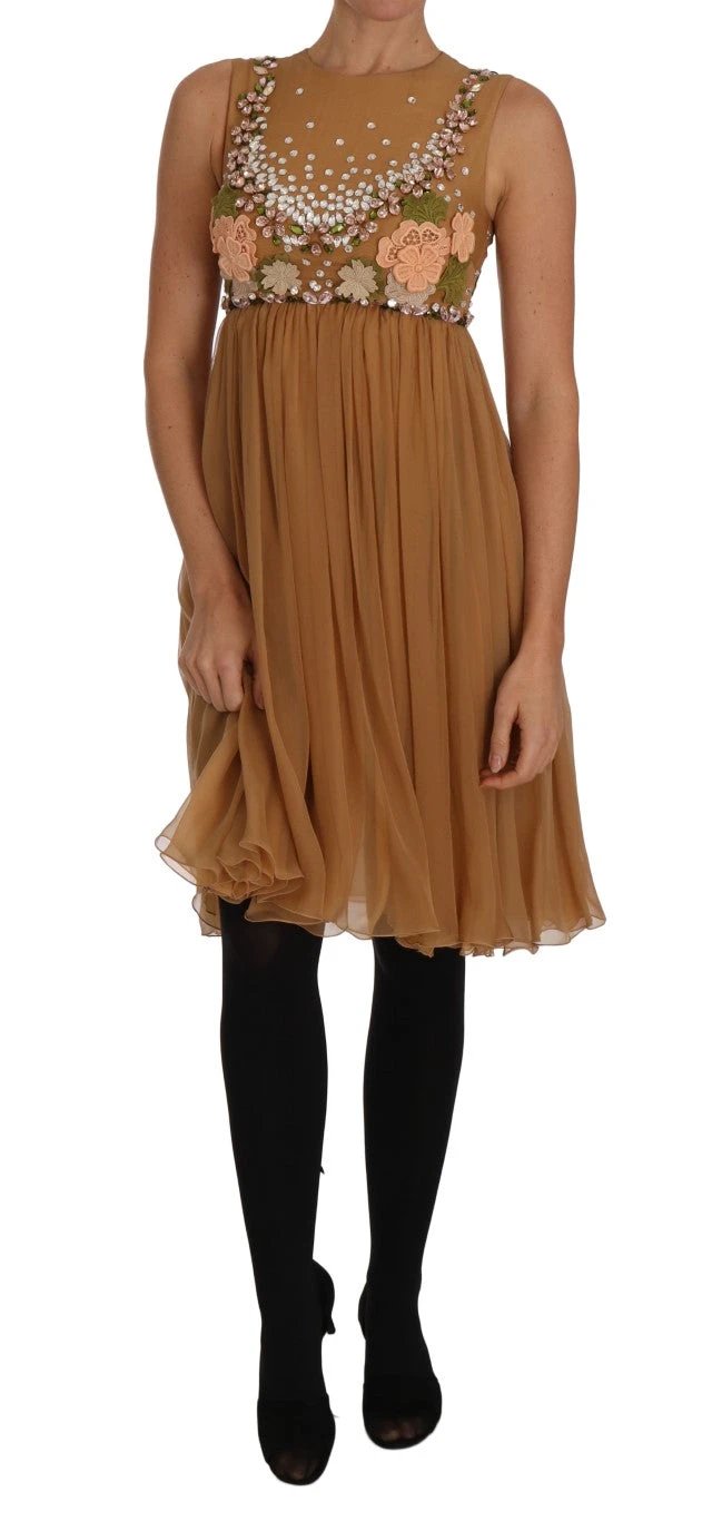 Dolce & Gabbana Crystal Silk Gold A-Line Gown Dress by Dolce & Gabbana