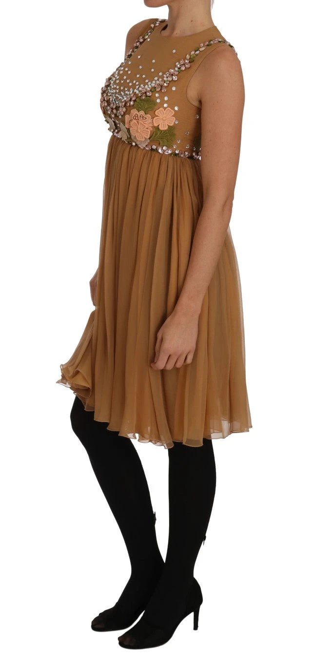 Dolce & Gabbana Crystal Silk Gold A-Line Gown Dress by Dolce & Gabbana