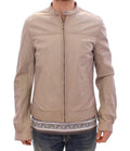 Dolce & Gabbana Beige Leather Jacket Biker Coat by Dolce & Gabbana