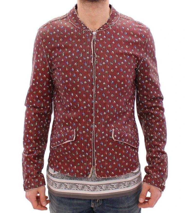 Dolce & Gabbana Bordeaux Leather Boxer Print Jacket Coat by Dolce & Gabbana