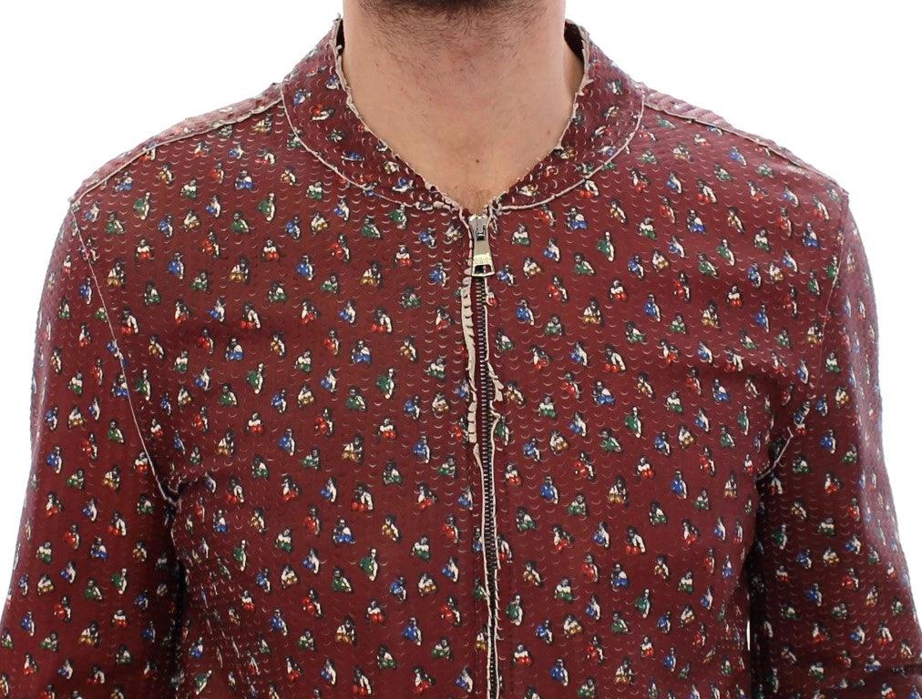 Dolce & Gabbana Bordeaux Leather Boxer Print Jacket Coat by Dolce & Gabbana