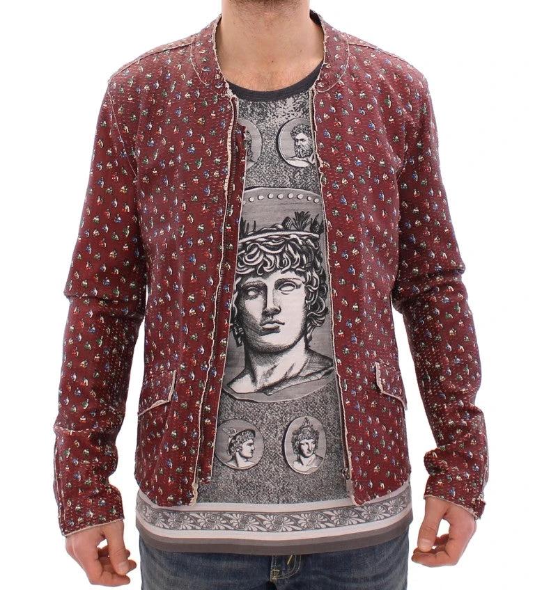 Dolce & Gabbana Bordeaux Leather Boxer Print Jacket Coat by Dolce & Gabbana