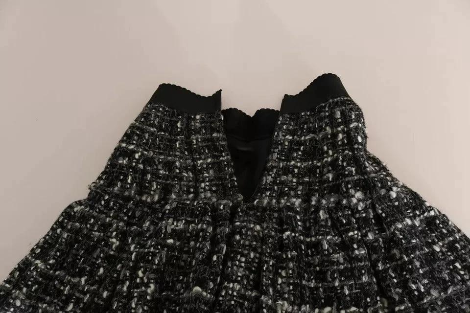 Dolce & Gabbana Black Check Flounce Detailed Wool Mini Skirt by Dolce & Gabbana