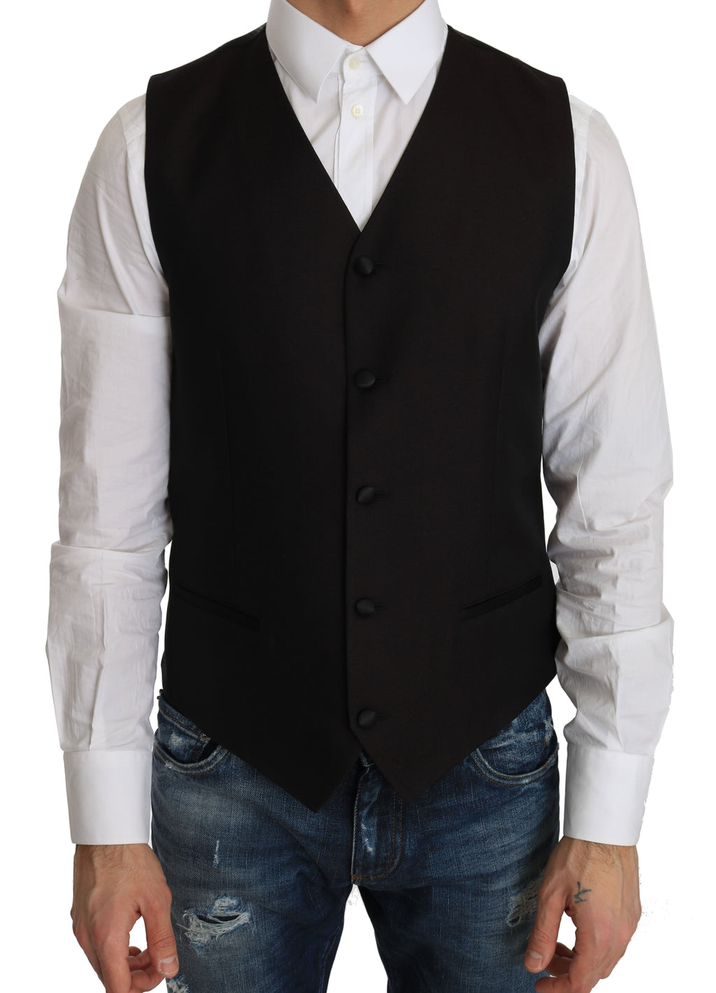 Dolce & Gabbana Black Silk Dress Waistcoat by Dolce & Gabbana