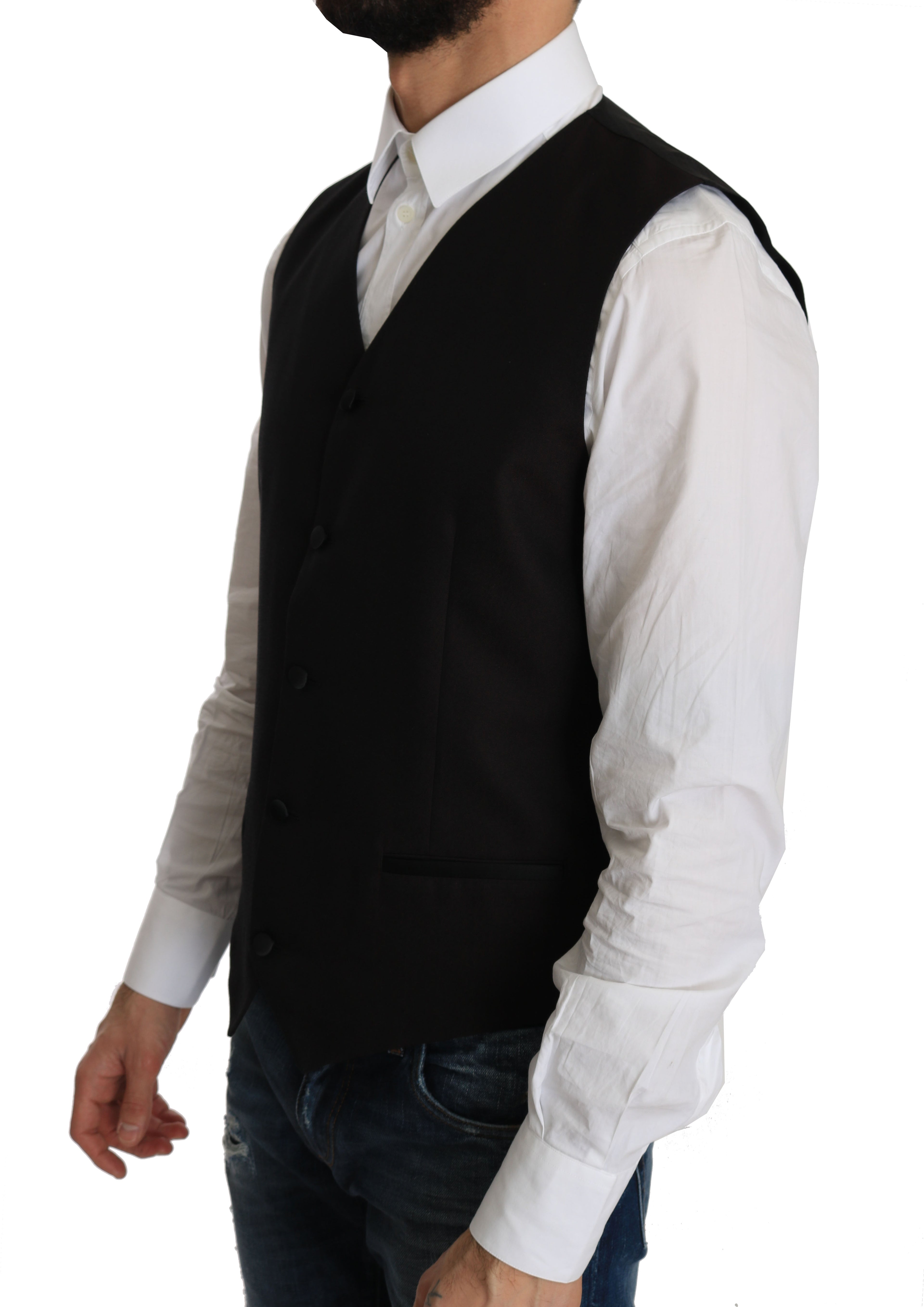 Dolce & Gabbana Black Silk Dress Waistcoat by Dolce & Gabbana