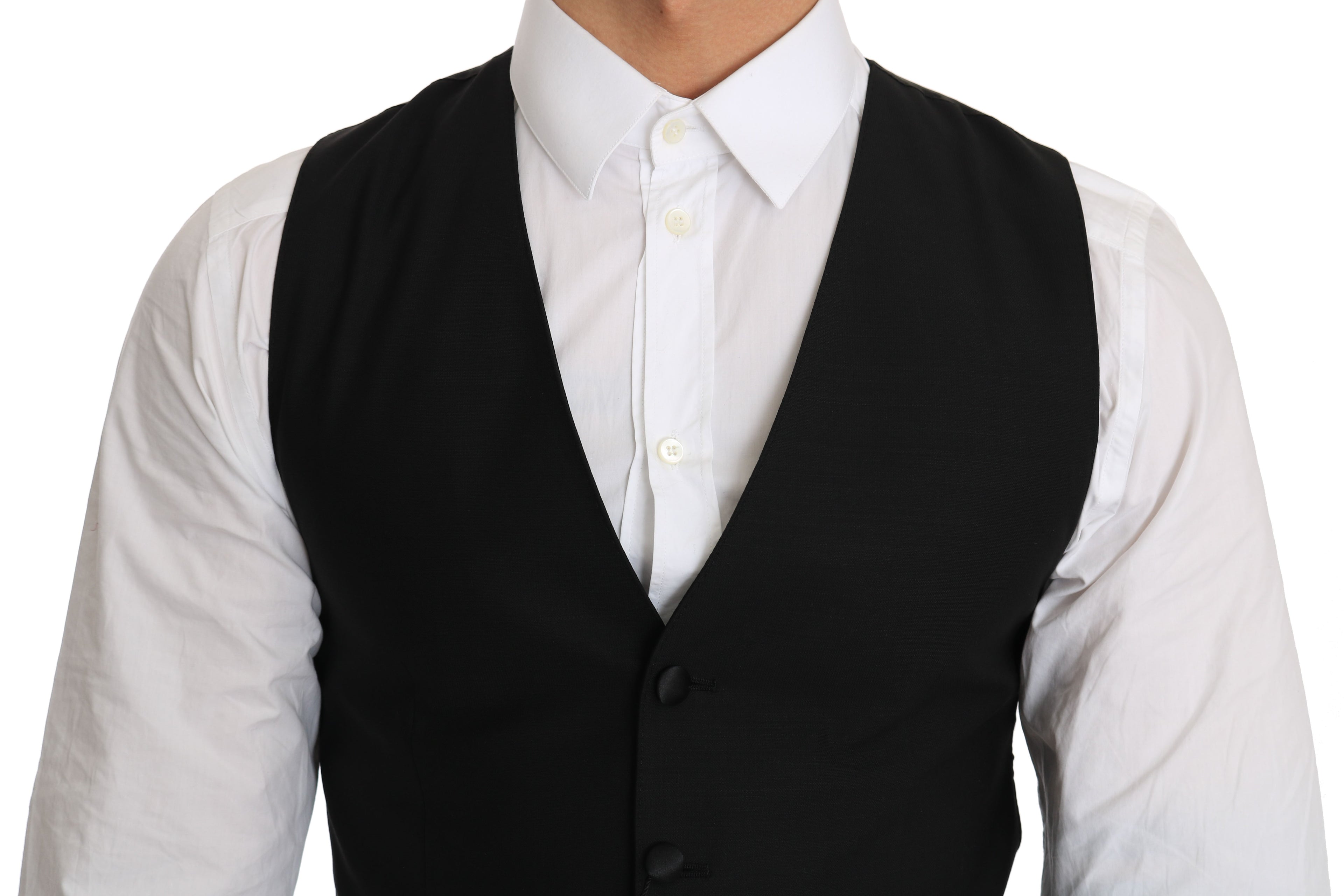 Dolce & Gabbana Black Wool Dress Waistcoat by Dolce & Gabbana