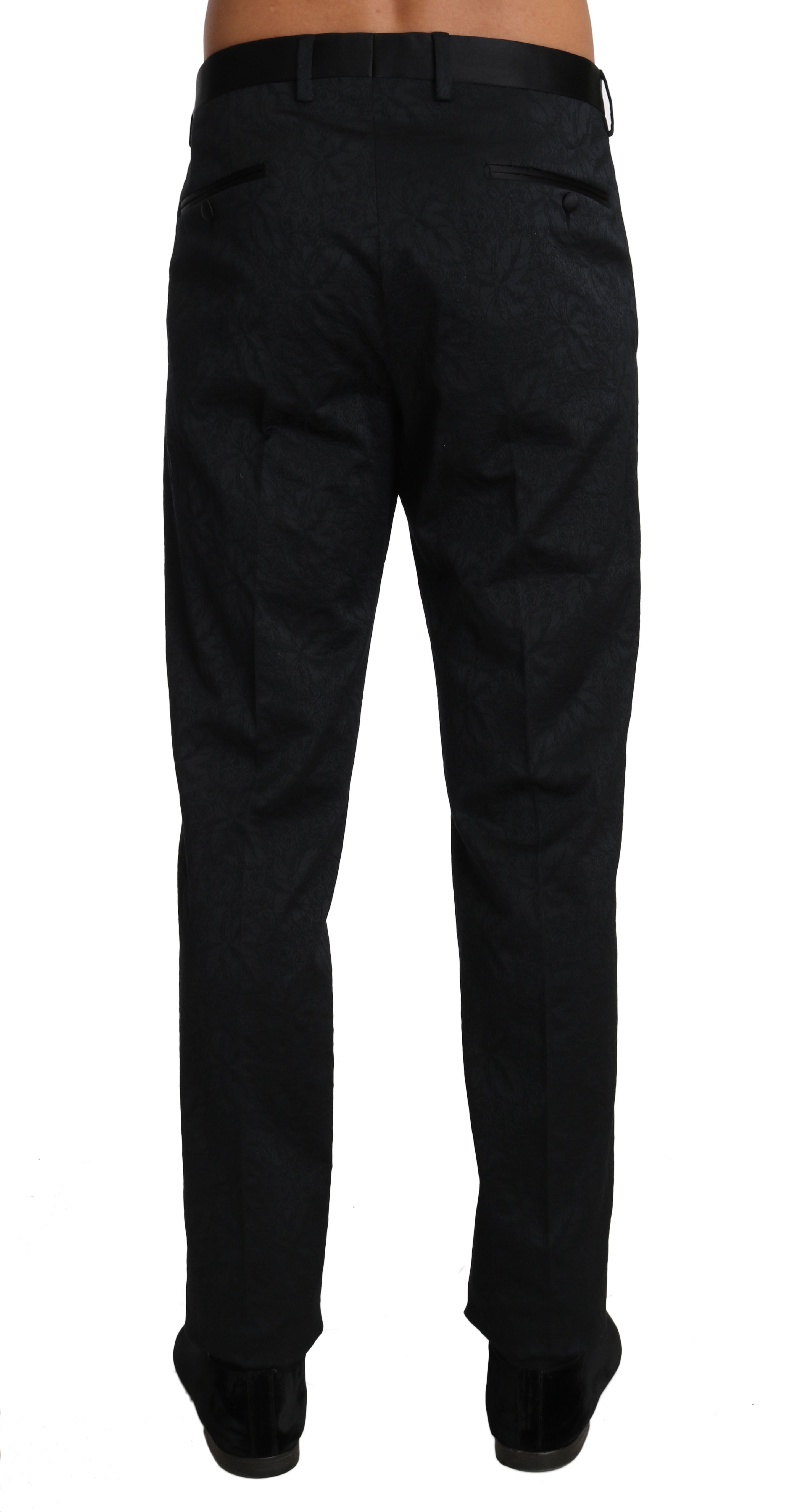 Dolce & Gabbana Black Cotton Brocade Formal Trousers Pants by Dolce & Gabbana