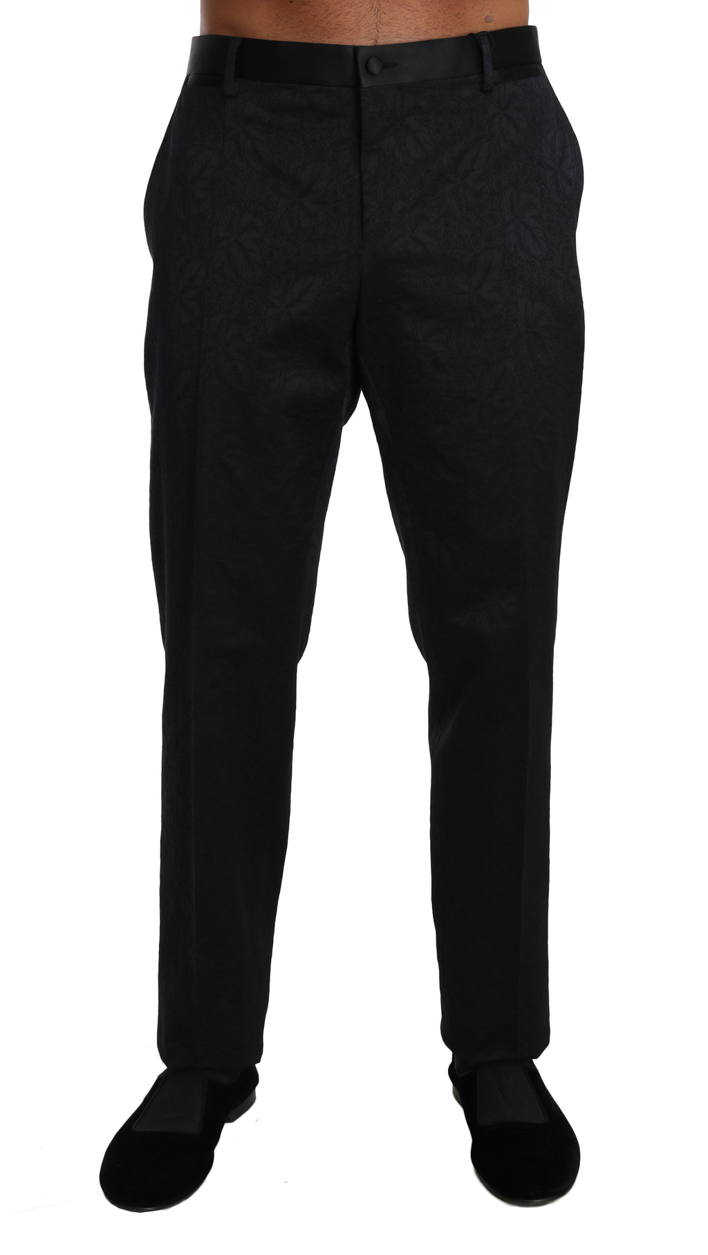 Dolce & Gabbana Black Cotton Brocade Formal Trousers Pants by Dolce & Gabbana