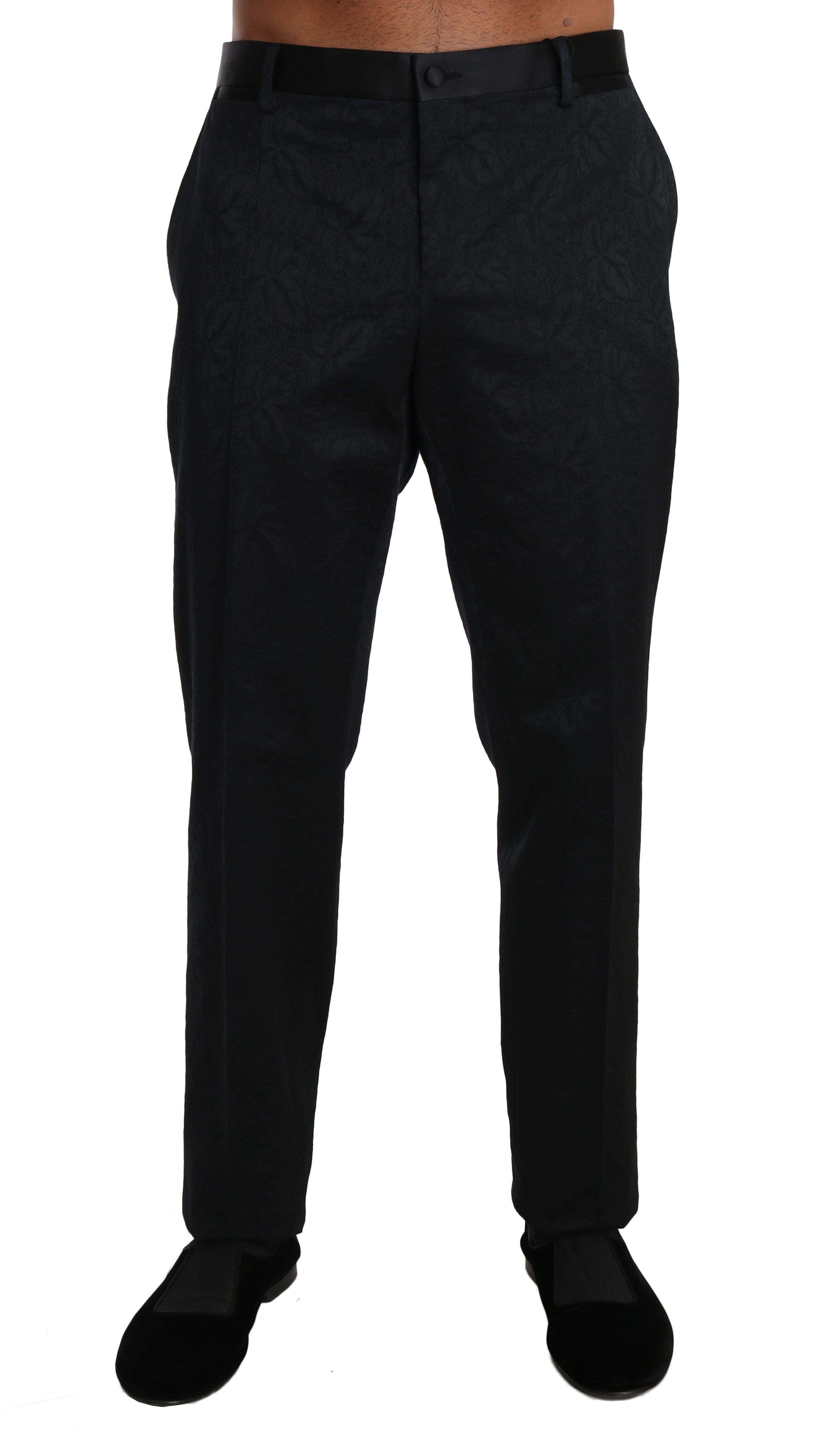 Dolce & Gabbana Black Cotton Brocade Formal Trousers Pants by Dolce & Gabbana