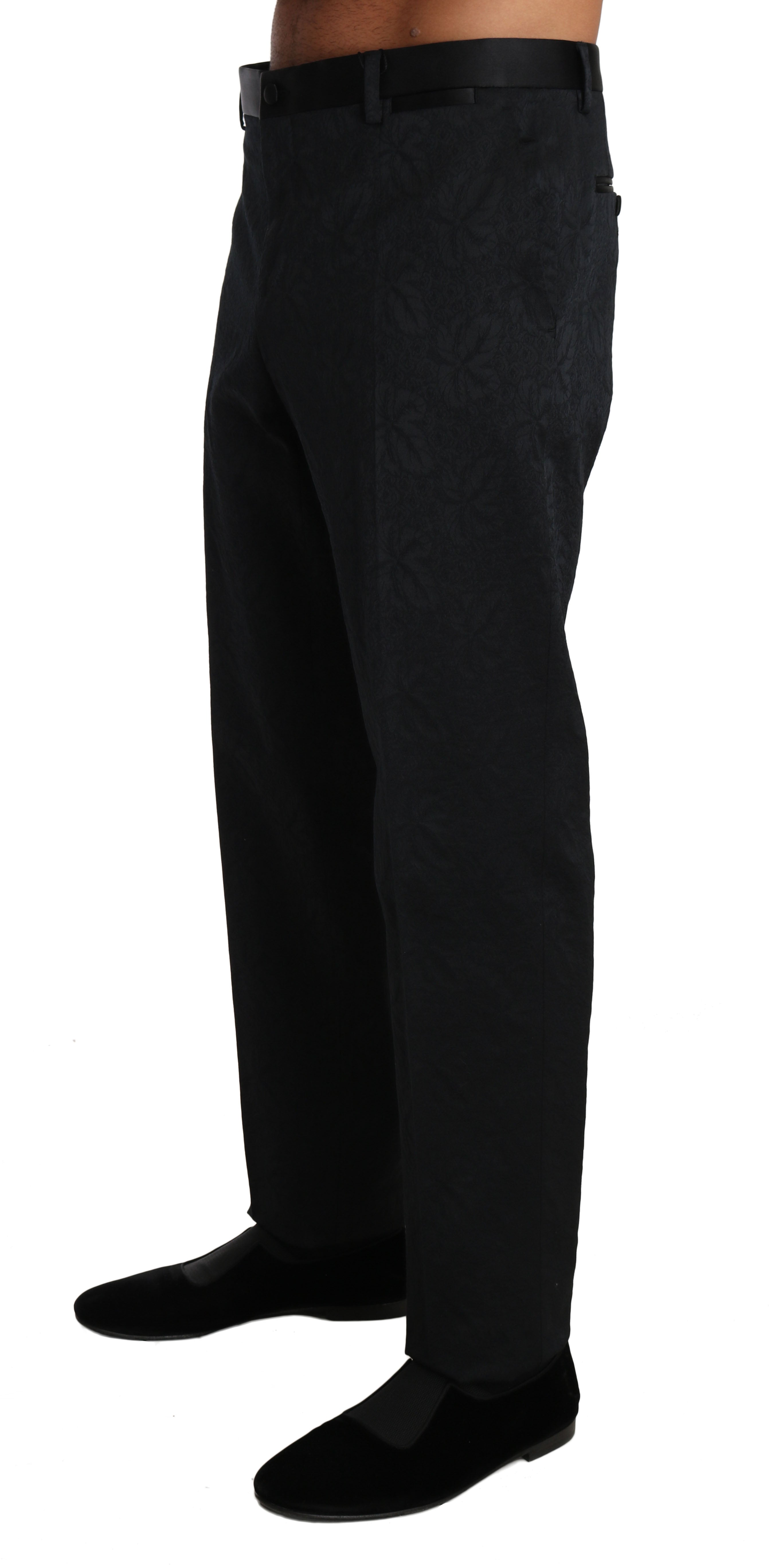 Dolce & Gabbana Black Cotton Brocade Formal Trousers Pants by Dolce & Gabbana