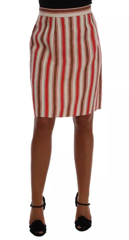 Dolce & Gabbana Multicolor Portofino Stripes Cotton Midi Skirt by Dolce & Gabbana