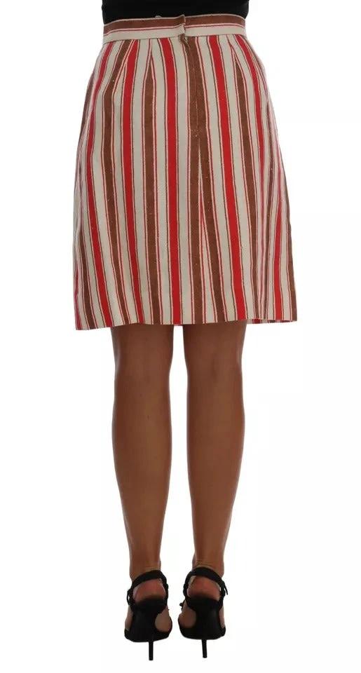 Dolce & Gabbana Multicolor Portofino Stripes Cotton Midi Skirt by Dolce & Gabbana
