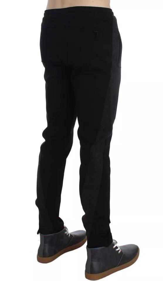 Dolce & Gabbana Black Gray Wool Casual Trousers Stripe Pants by Dolce & Gabbana