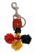 Dolce & Gabbana Red Yellow Raffia Leather Clasp Finder Keyring Keychain by Dolce & Gabbana