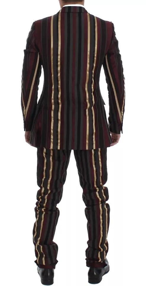 Dolce & Gabbana Multicolor Striped Runway 3 Piece Slim Fit Vest Suit by Dolce & Gabbana