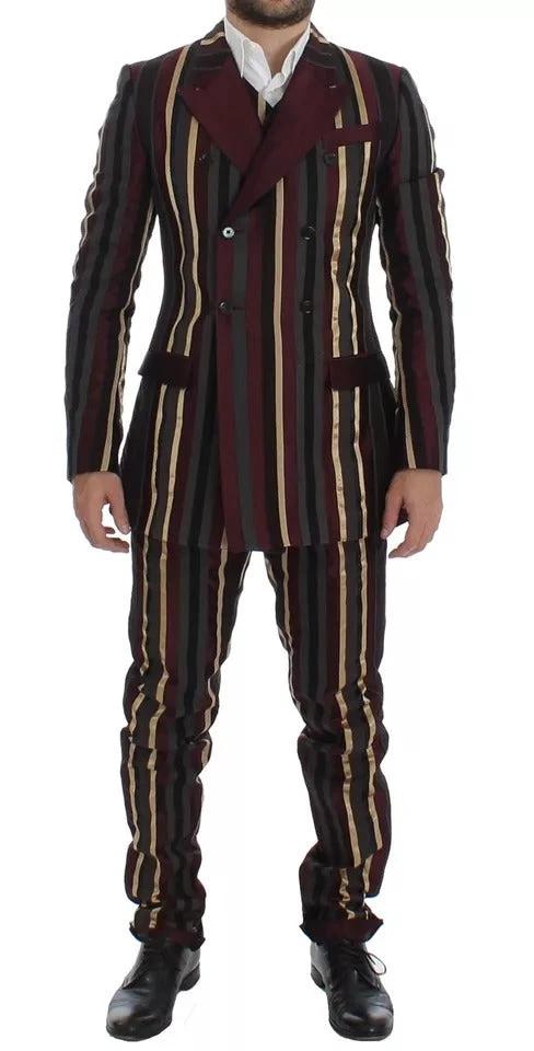 Dolce & Gabbana Multicolor Striped Runway 3 Piece Slim Fit Vest Suit by Dolce & Gabbana