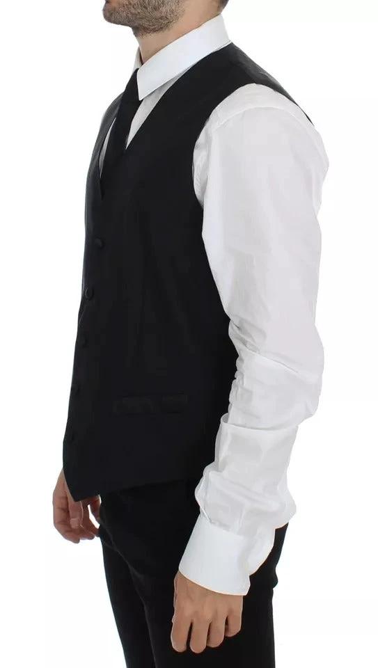 Dolce & Gabbana Black Wool Silk Dress Gilet Jacket Vest by Dolce & Gabbana