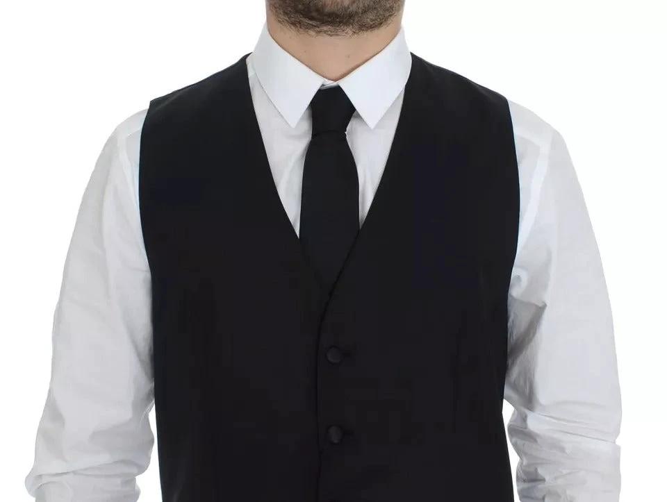 Dolce & Gabbana Black Wool Silk Dress Gilet Jacket Vest by Dolce & Gabbana