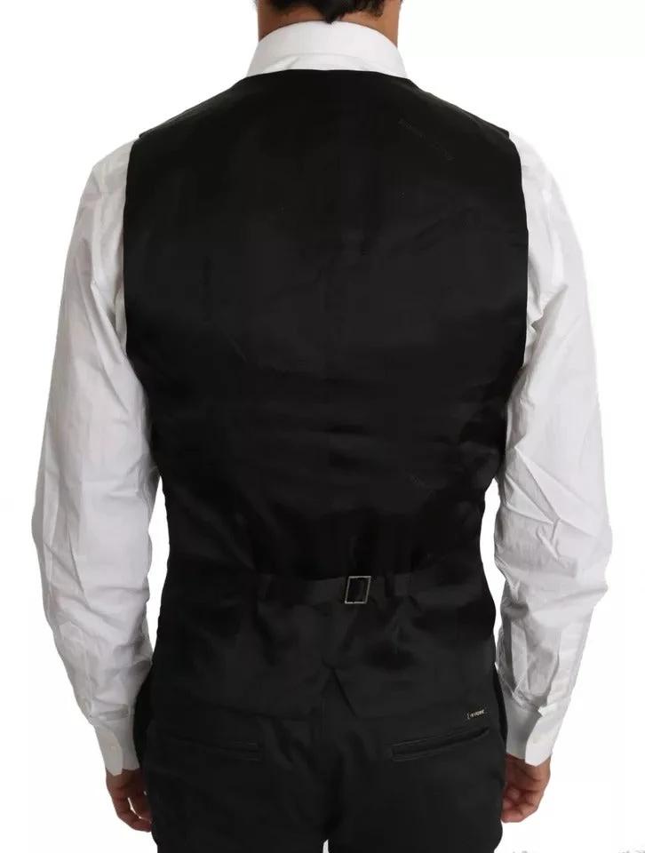 Dolce & Gabbana Black Wool Logo Waistcoat Vest by Dolce & Gabbana