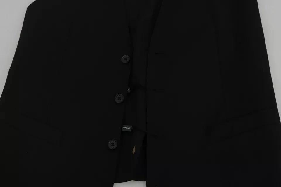 Dolce & Gabbana Black Wool Logo Waistcoat Vest by Dolce & Gabbana