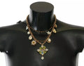 Dolce & Gabbana Gold Brass Crystal Floral Statement Charms Necklace by Dolce & Gabbana