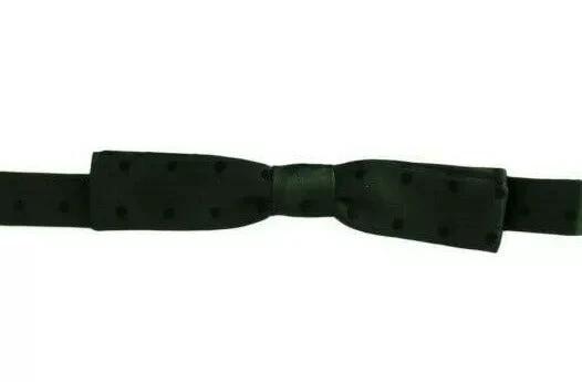 Dolce & Gabbana Green Dotted Silk Adjustable Neck Bow Tie by Dolce & Gabbana