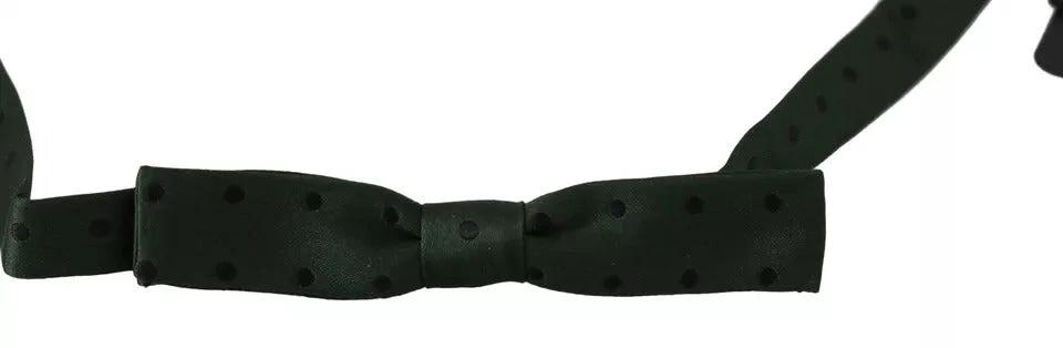 Dolce & Gabbana Green Dotted Silk Adjustable Neck Bow Tie by Dolce & Gabbana