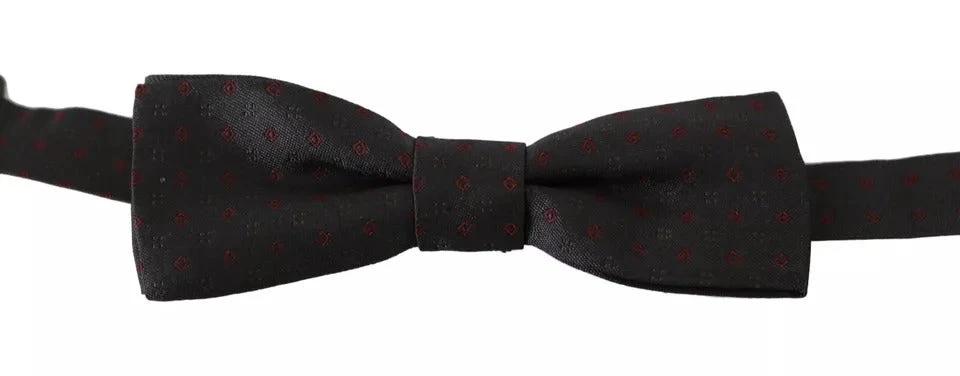 Dolce & Gabbana Gray Dotted Silk Adjustable Neck Bow Tie by Dolce & Gabbana