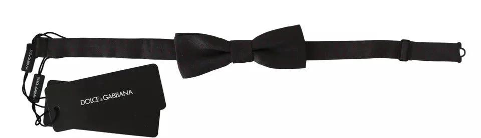 Dolce & Gabbana Gray Dotted Silk Adjustable Neck Bow Tie by Dolce & Gabbana