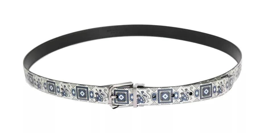 Dolce & Gabbana White Blue Silk Bowtie Leather Belt Gift Box Set by Dolce & Gabbana