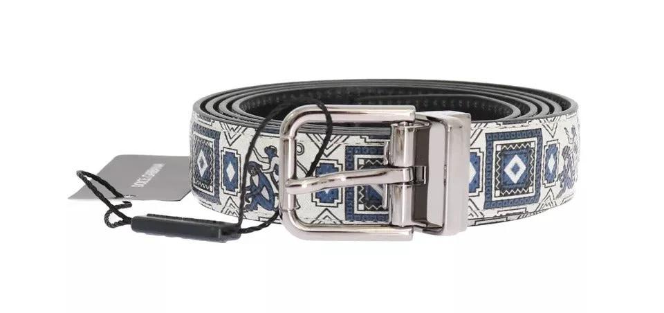 Dolce & Gabbana White Blue Silk Bowtie Leather Belt Gift Box Set by Dolce & Gabbana