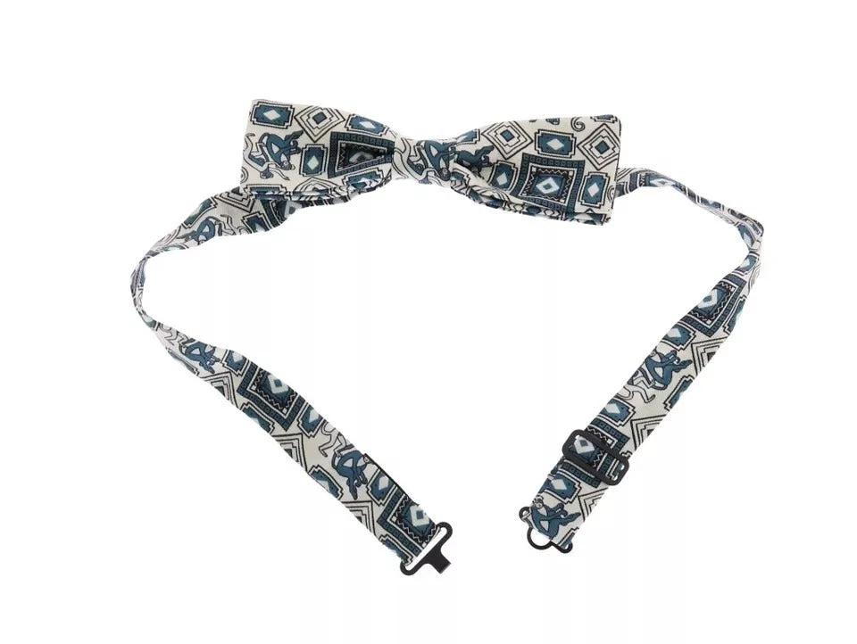 Dolce & Gabbana White Blue Silk Bowtie Leather Belt Gift Box Set by Dolce & Gabbana