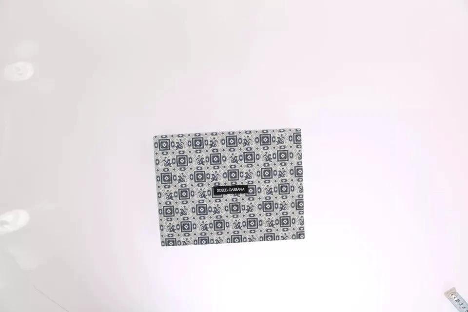 Dolce & Gabbana White Blue Silk Bowtie Leather Belt Gift Box Set by Dolce & Gabbana