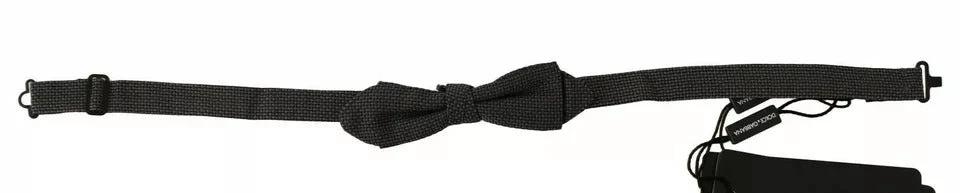 Dolce & Gabbana Gray Pattern Silk Adjustable Neck Bow Tie by Dolce & Gabbana