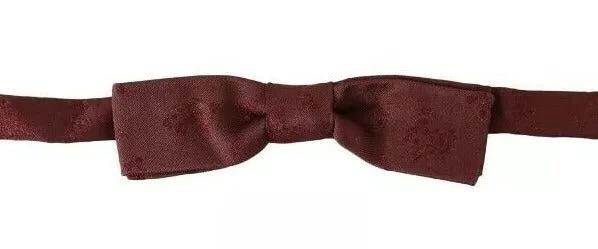 Dolce & Gabbana Bordeaux Silk Floral Faille Adjustable Bow Tie by Dolce & Gabbana