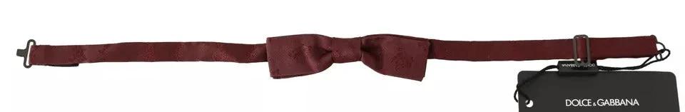 Dolce & Gabbana Bordeaux Silk Floral Faille Adjustable Bow Tie by Dolce & Gabbana