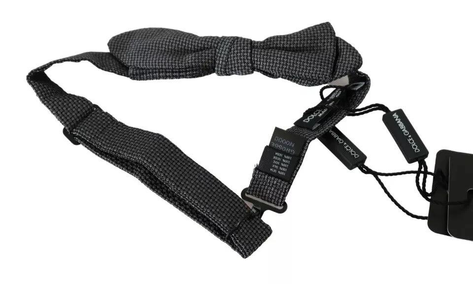 Dolce & Gabbana Gray Silk Patterned Mens Necktie Bow Tie by Dolce & Gabbana