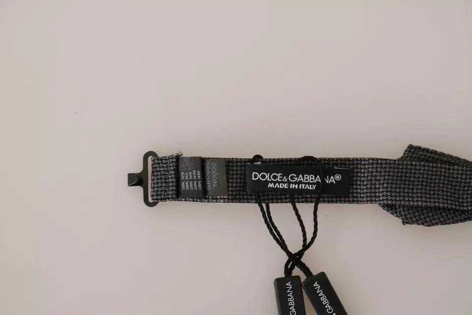 Dolce & Gabbana Gray Silk Patterned Mens Necktie Bow Tie by Dolce & Gabbana