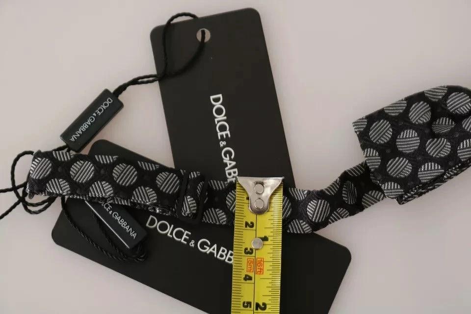 Dolce & Gabbana Black Silk Circles Men Necktie Bow Tie by Dolce & Gabbana