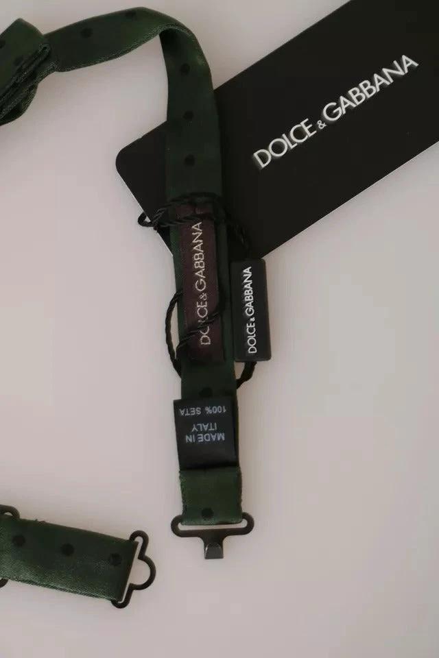 Dolce & Gabbana Green Silk Dotted Mens Necktie Bow Tie by Dolce & Gabbana