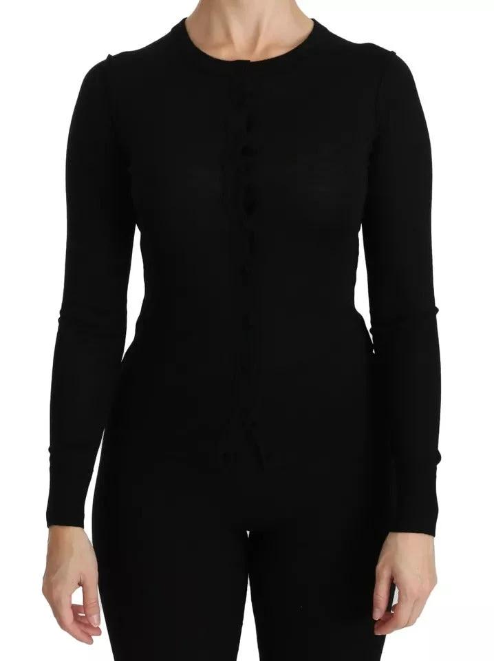 Dolce & Gabbana Black Virgin Wool Long Sleeve Top Blouse Top by Dolce & Gabbana