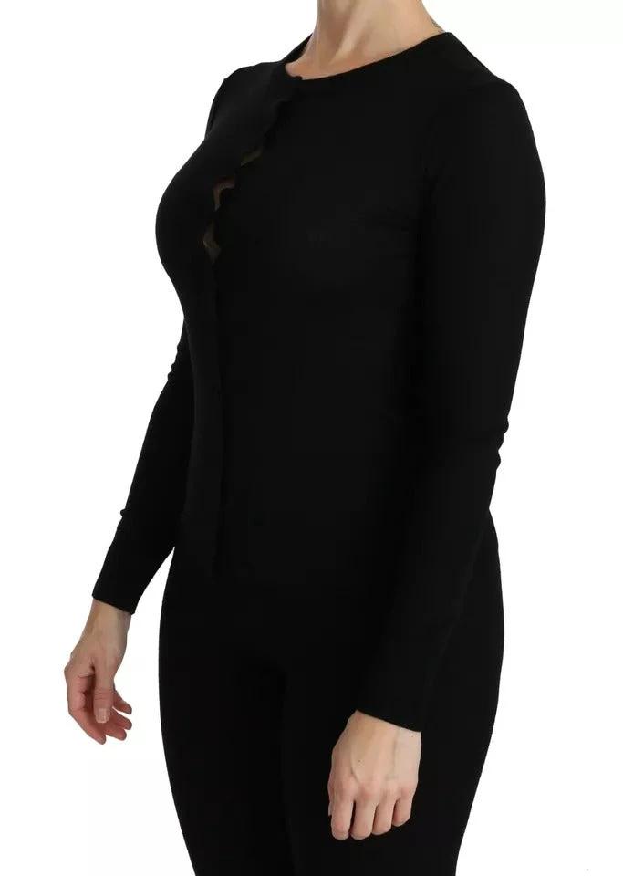 Dolce & Gabbana Black Virgin Wool Long Sleeve Top Blouse Top by Dolce & Gabbana
