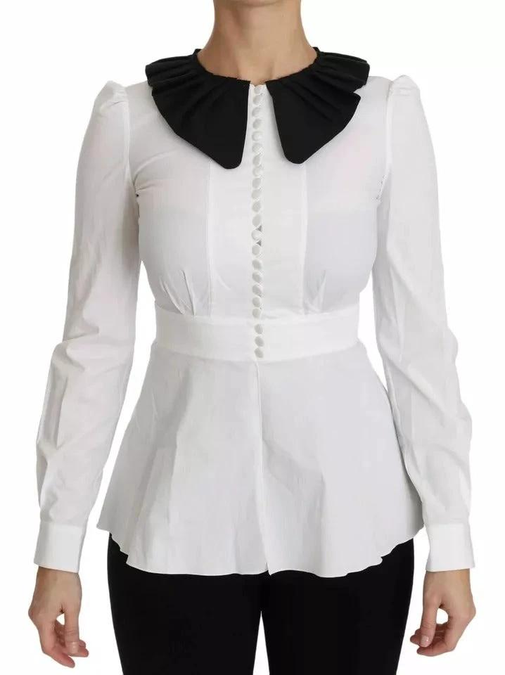 Dolce & Gabbana Black White Decorative Buttons Tops Shirt Blouse by Dolce & Gabbana