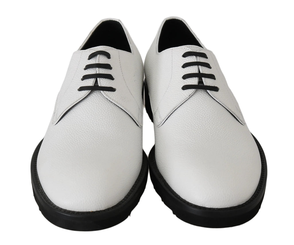 Dolce & Gabbana White Leather Derby Dress Formal Shoes by Dolce & Gabbana