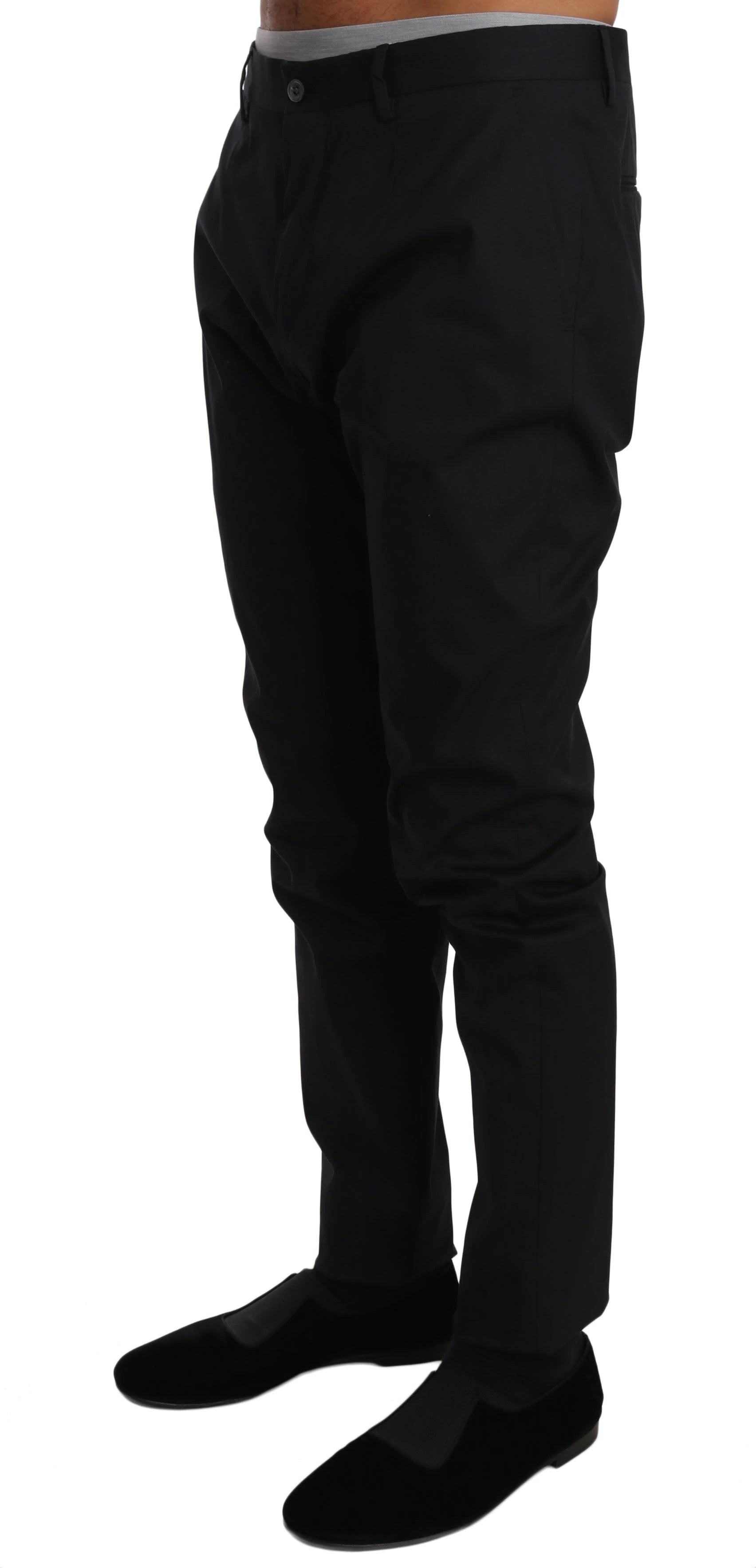 Dolce & Gabbana Black Cotton Stretch Formal Trousers Pants by Dolce & Gabbana