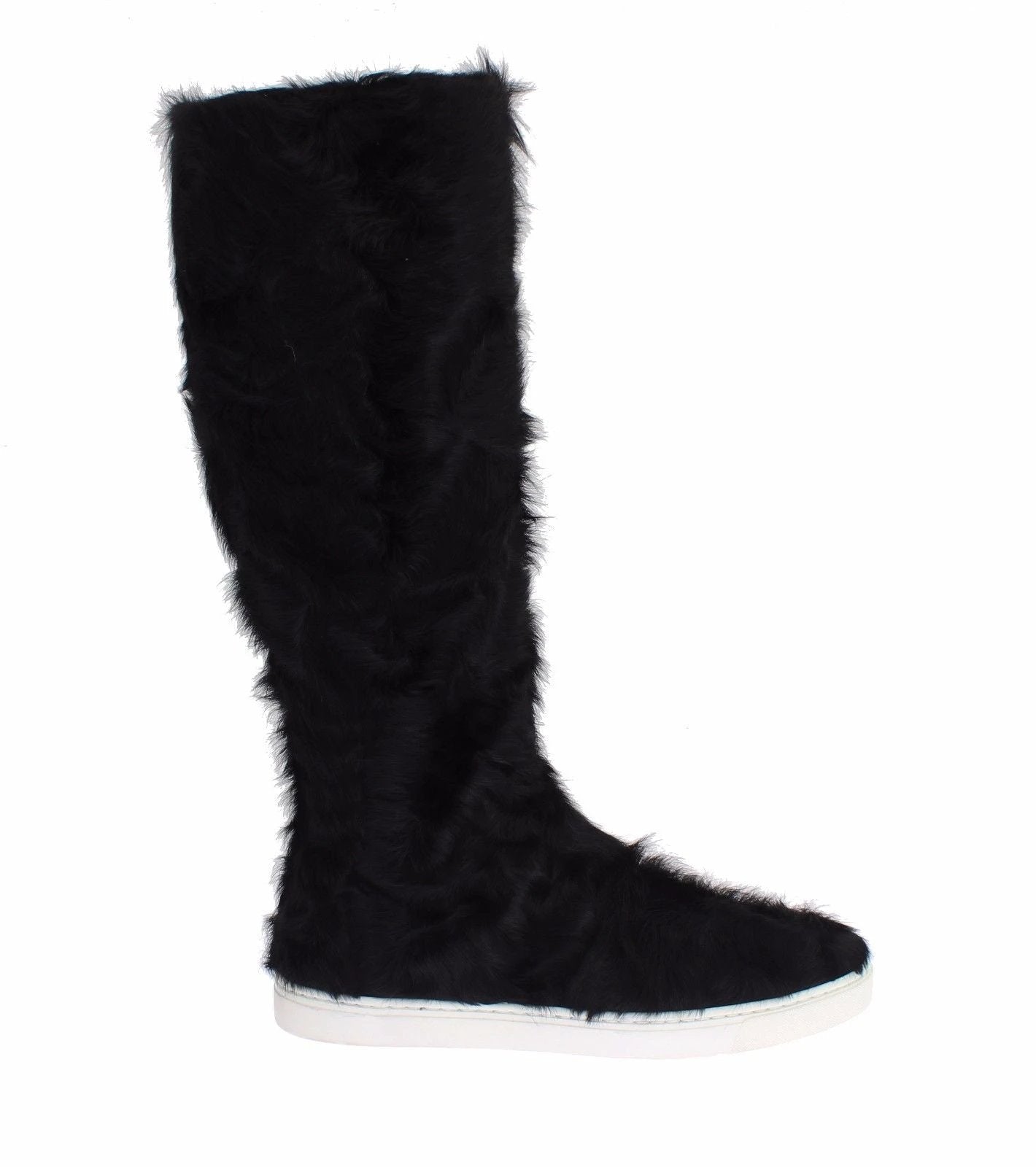 Dolce & Gabbana Black Xiangao Lamb Fur Leather Boots by Dolce & Gabbana